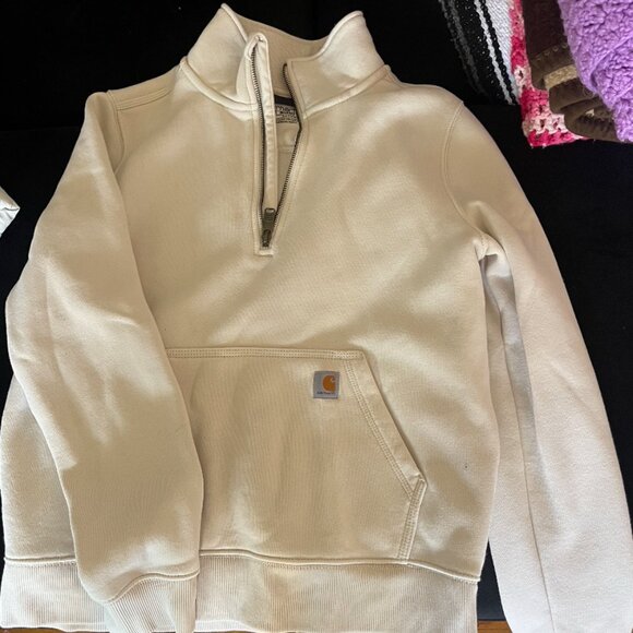 Carhartt Women's NWOT Relaxed Fit Half-Zip Sweatshirt White Size M - Picture 1 of 3